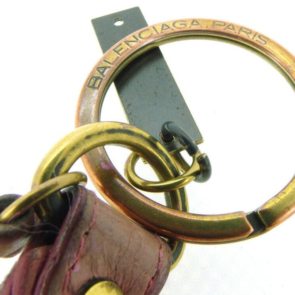 BALENCIAGA Keychain fringe pink sheepskin �~ gold metal fittings Auth USED Q604 - Picture 5 of 9